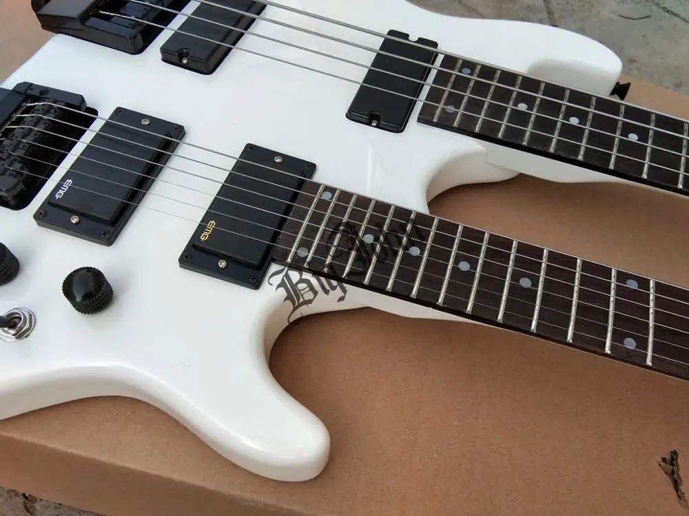 Электрическая гитара с двойной горловиной 4 струнами верхними басами и 6 нижняя