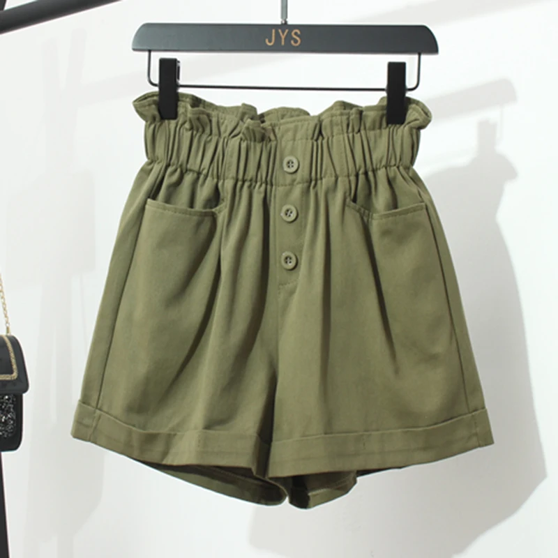 Осень 2020 повседневные шорты тонкие широкие брюки карго Pantalon Femme с высокой талией