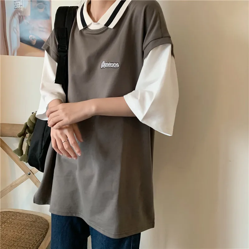 Maxxo Корейская Студенческая одежда для колледжа футболка-поло топы женская с