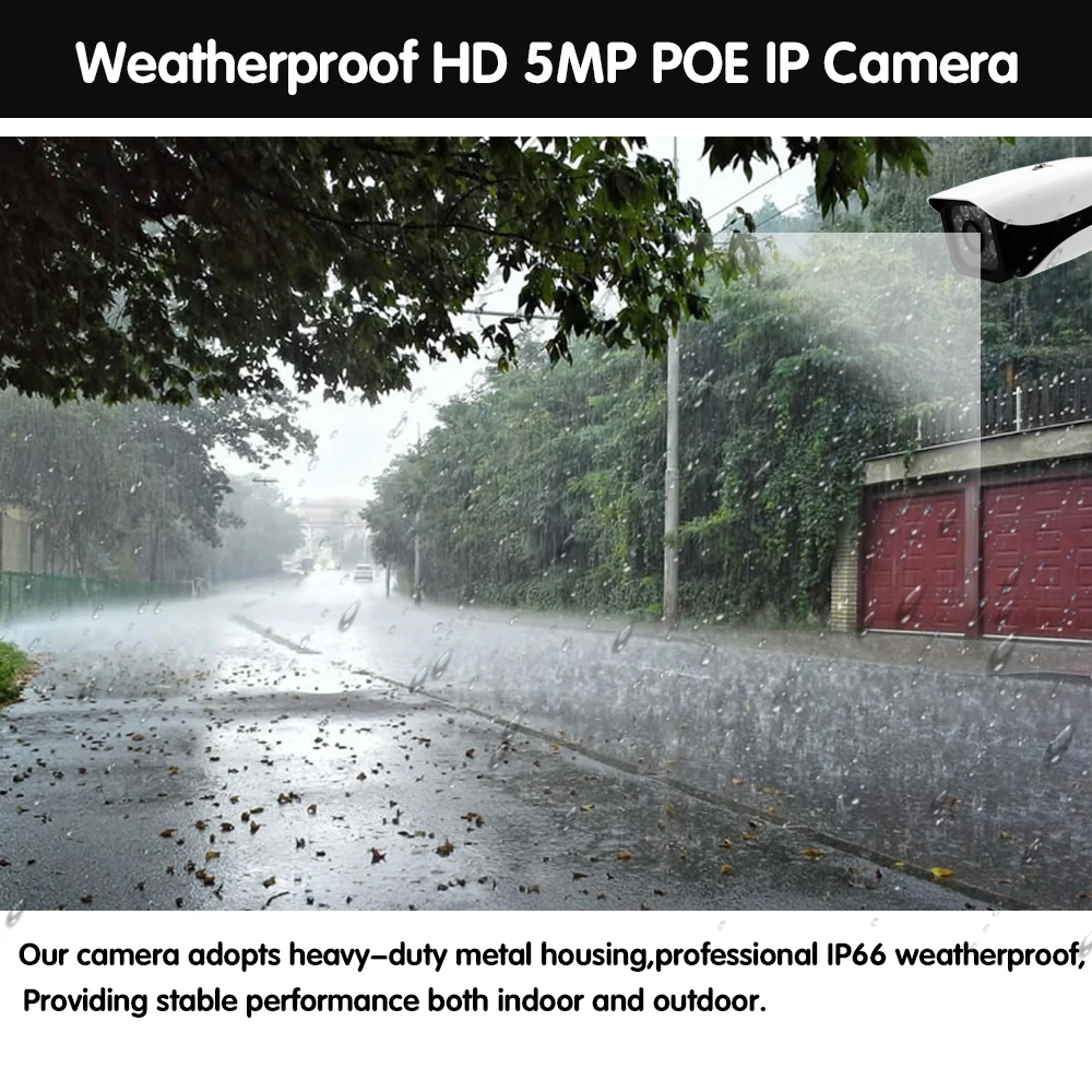 HCVAHDN 8CH комплект для камеры видеонаблюдения HD 5MP цилиндрическая POE ip-камера Водонепроницаемая наружная система ночного видения видеонаблюдения HDMI и VGA