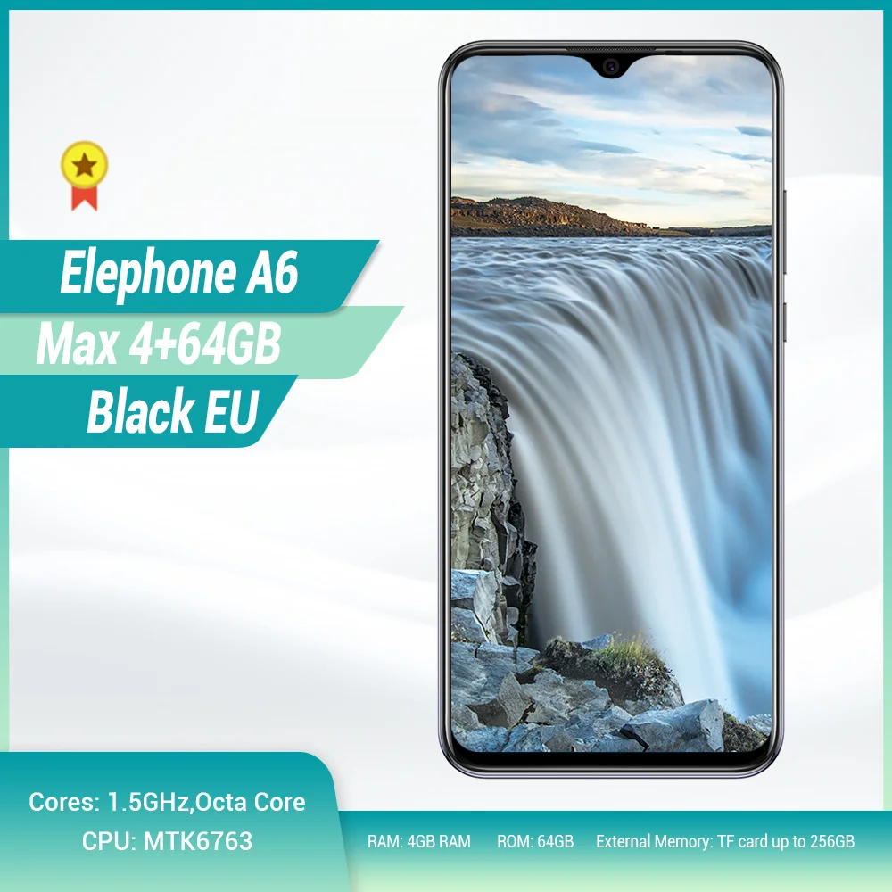 Смартфон Elephone A6 Max 4G 6 53 &quotдропшипный экран Android 9 0 4 Гб 64 MT6762V четырехъядерный 20MP