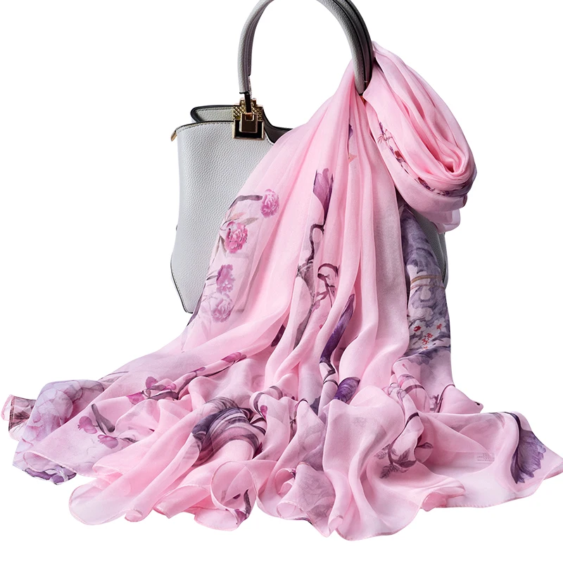 100% натуральный шифоновый шелковый шарф для женщин шелк шали накидка дам