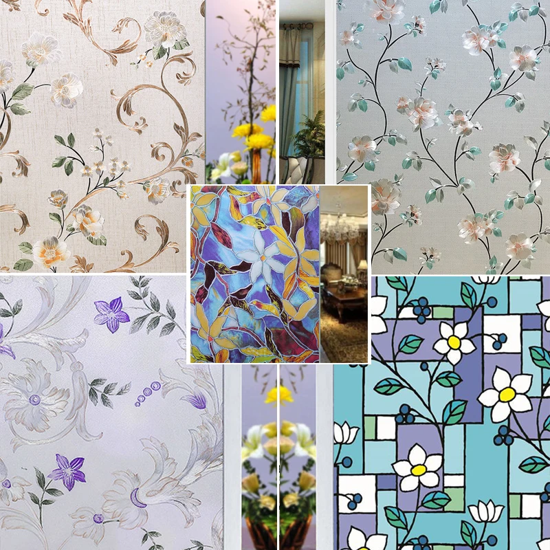 3D Flower Window Film Vinyl Glass Film Privacy Protection Glass Stickers Stained Window Glass Films For Office Home Decoration