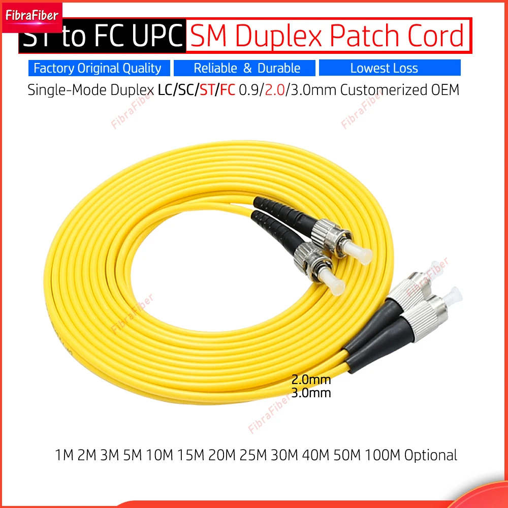 Лучшая цена 1 м ~ 50 дуплексный Соединительный шнур ST-FC UPC FC/UPC to ST/UPC SM Джампер-кабель