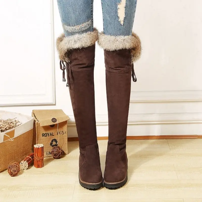 Haoshen& Girl/Женские Сапоги выше колена на плоской подошве модные зимние высокие сапоги теплые зимние брендовые сапоги с хлопковым мехом размер 34-44, G270