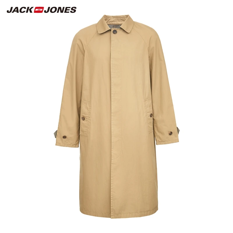 Мужской Двусторонний Тренч JackJones модный средней длины с лацканами базовая