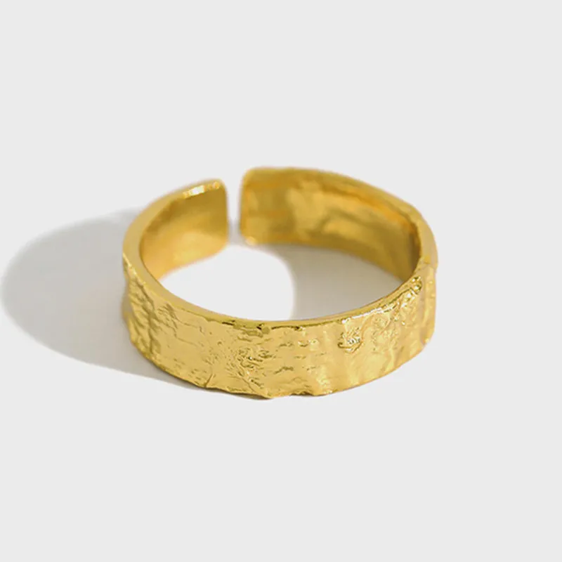 Форзацев Золотой неровный Открытые Кольца для женщин 2018 новый тренд 100% 925