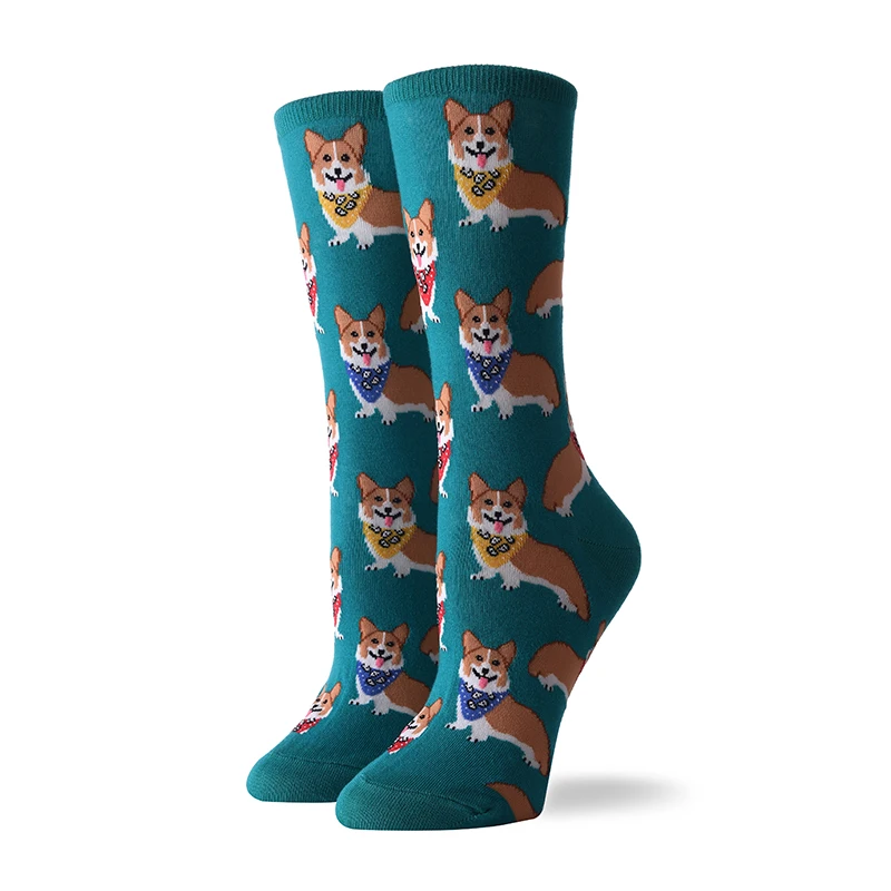 Высокие носки meia medias de mujer длинные calcetines divertido с животным принтом moda зима осень happy sheer Новинка Хлопок Женские - Цвет: 17