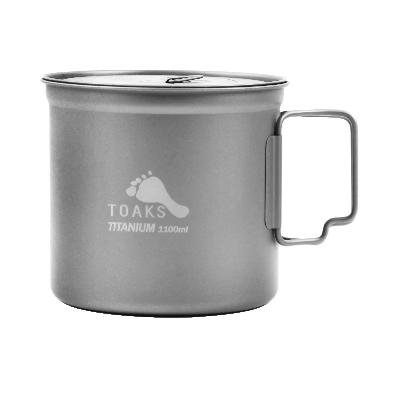 TOAKS 1100 мл с крышкой горшок Открытый сверхлегкий титановый горшок Складная ручка портативная посуда для пикника - Цвет: POT-1100