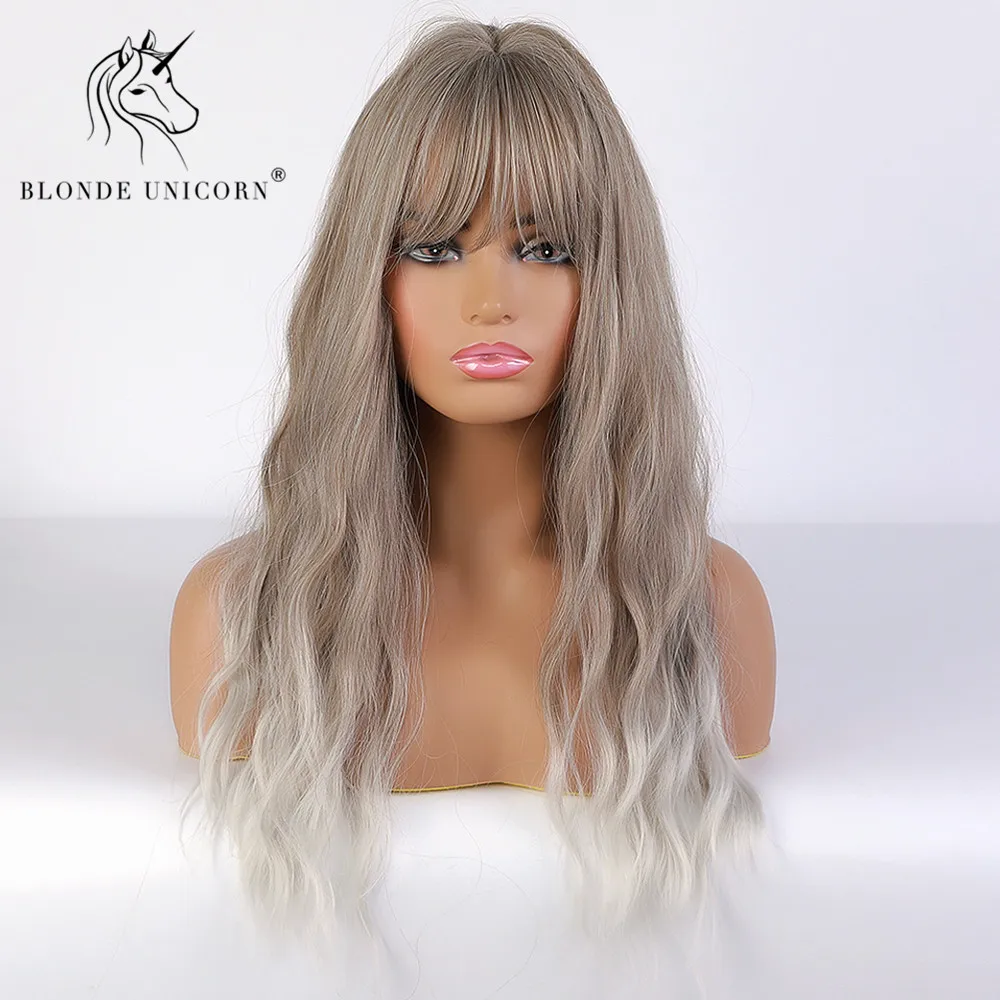 Блондинка Единорог длинный синтетический парик с эффектом деграде (переход от