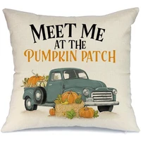 fall pillow cover 18x18 inch truck meet me pumpkin patch throw pillow for fall decor farmhouse fall decorations decorative