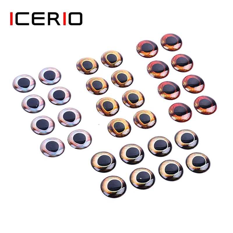 ICERIO 50PCS Holographic 3D 4D Epoxy Fish Eyes for Fly Tying Streamers Fishing Lures Wood Plastic Lure Making
