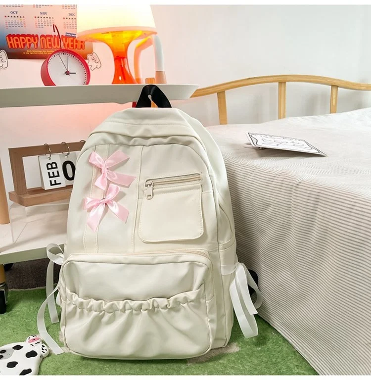 

Korean version of campus classic Pink Bow Soft girl student backpack lovely forest literature and art schoolbag girl