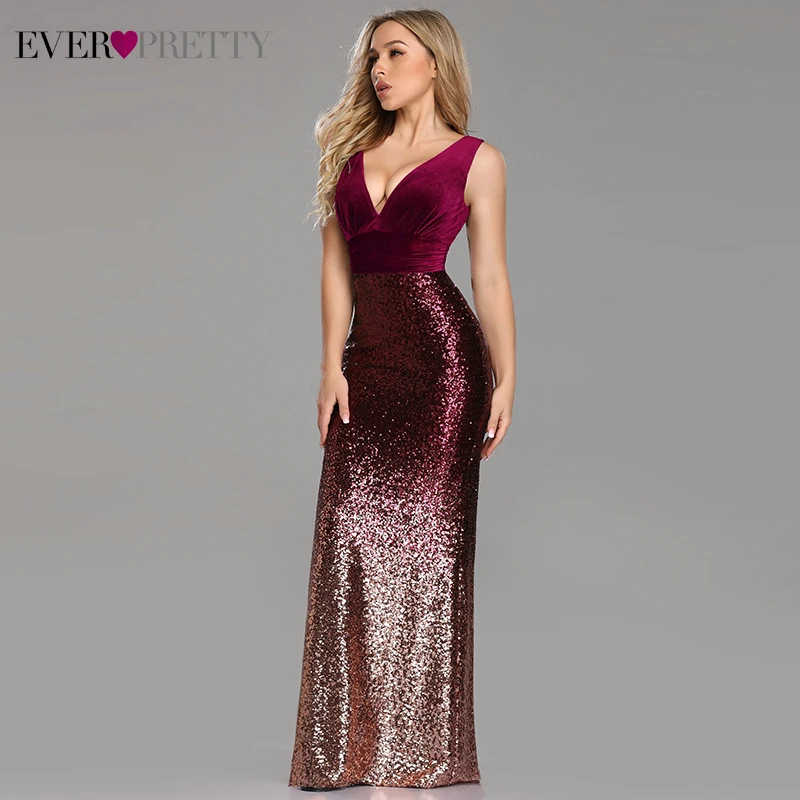 Robe De Soiree Ever красивые сексуальные расшитые блестками маленькие Русалочки бордовые блестящие вечерние платья новое поступление дешевые длинные платья для выпускного вечера