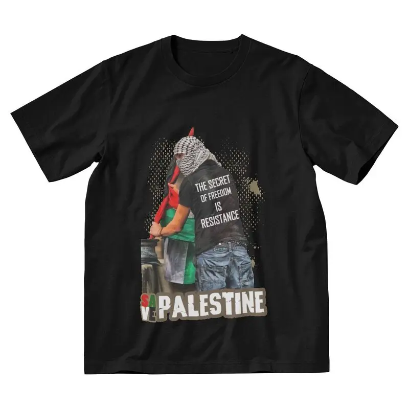 

Футболка мужская хлопковая с короткими рукавами, модная винтажная рубашка в стиле «Свободная Палестина», уличная одежда, топ в подарок