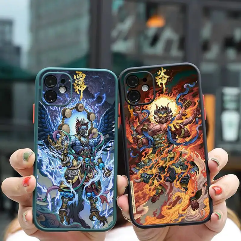 

Chinese style Phone Case For iPhone 12 11 Mini Pro XR XS Max 7 8 Plus X Matte transparent Back Cover