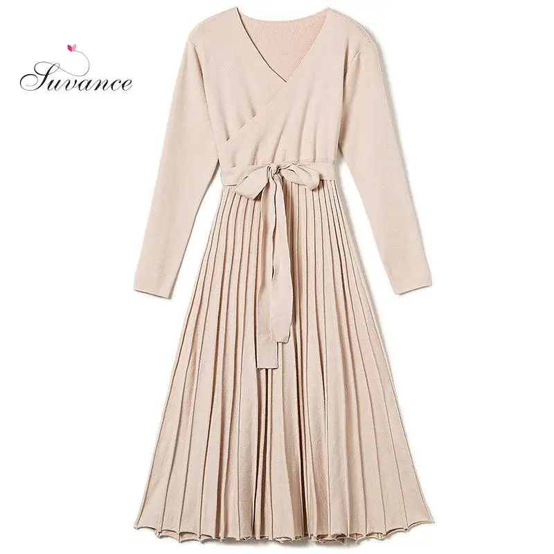 Осень Зима Мода вязаный V образным вырезом с длинным рукавом Тонкий высокой