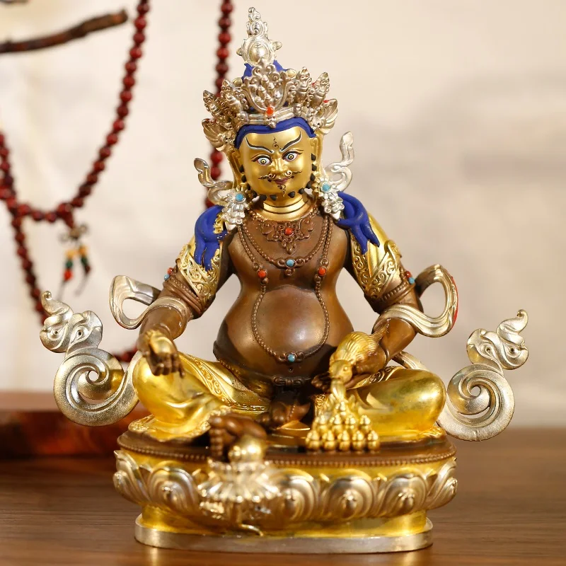 

GOOD quality Gilding Buddha statue Asia Nepal Tibet temple good luck The God of wealth Jambhala buddha God bronze copper statue