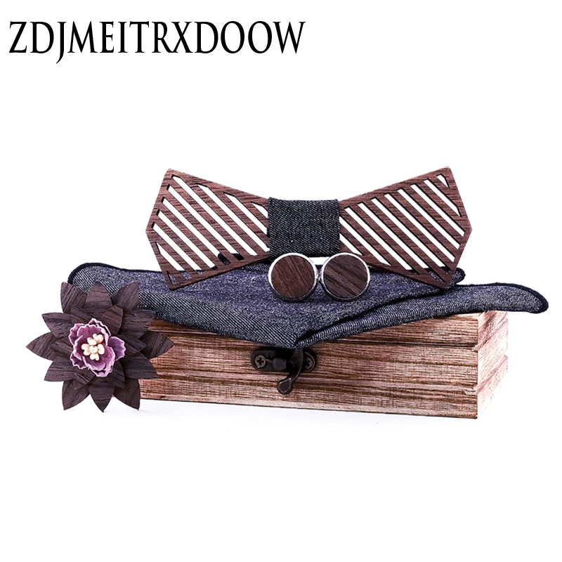 Набор полосатых деревянных галстуков бабочек мужской галстук бабочка