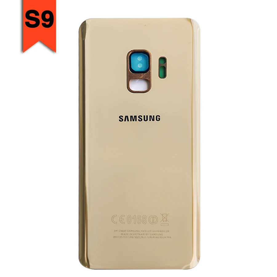 S9 Plus Gold Чехол на заднюю панель S9 для samsung Galaxy S9 G960 S9 Plus S9+ G965F, задняя крышка на батарейку, задняя крышка на дверь, стекло с наклейкой - Цвет: S9 Plus Gold