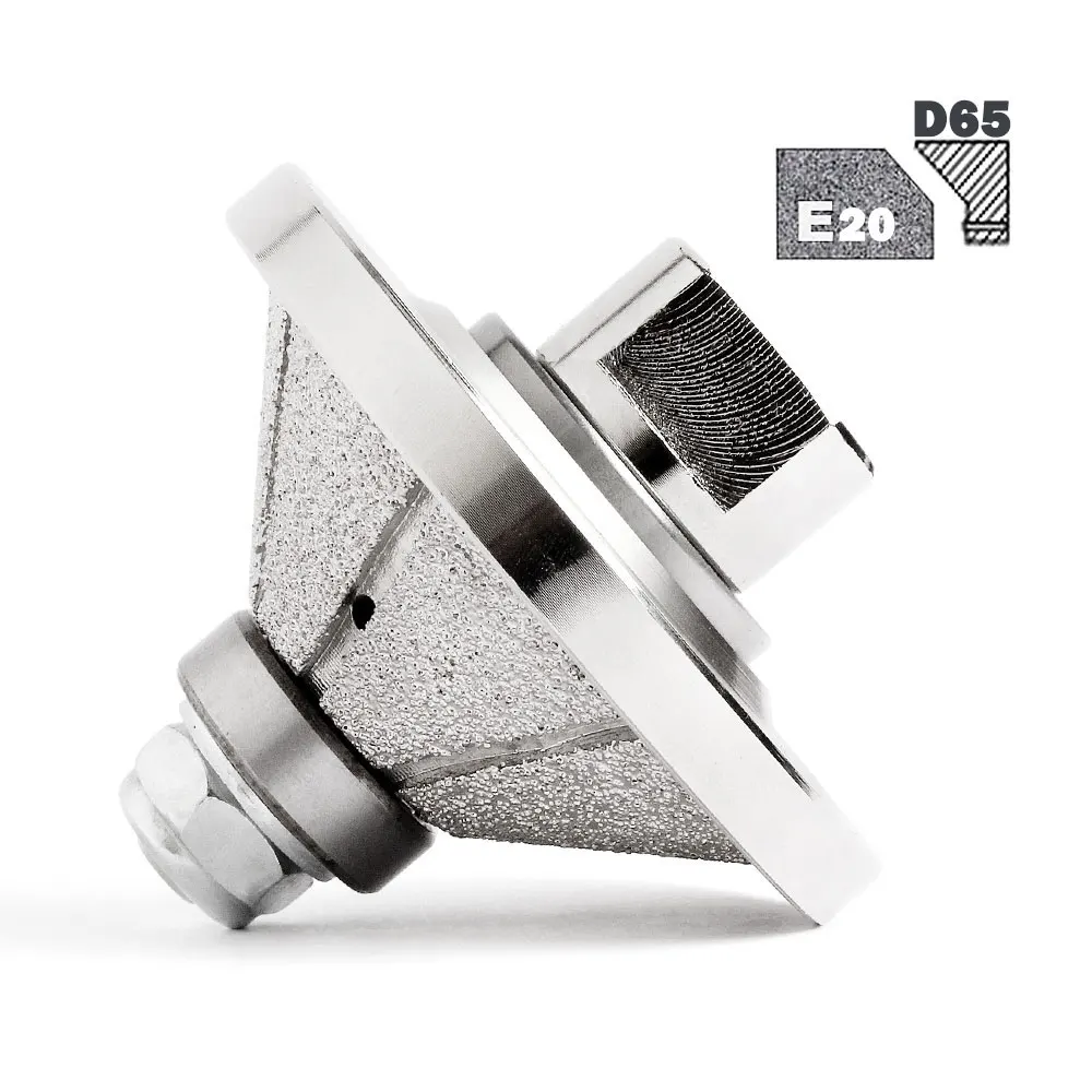 Vaccum Brazed Diamond Hand Edge Profile Wheel E20 D65 M14 & 5/8-11 Thread Hand Shaping Wheel For Granite Marble Stone