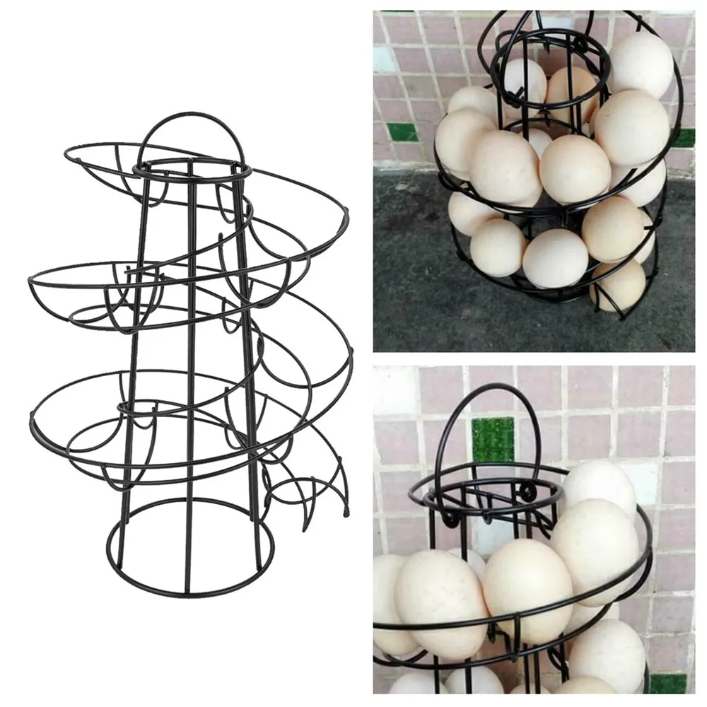 

Egg Skelter Modern Spiraling Dispenser Rack Basket Storage Iron Art Practical Multi-functional Rack Home Storage