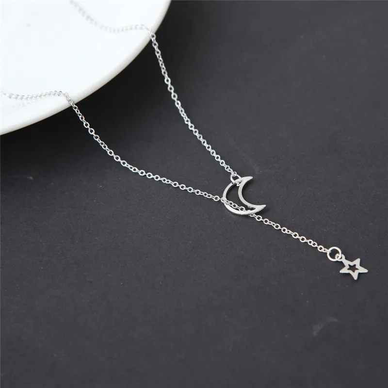 

Gold Color Moon Star Pendant Choker Necklace Zinc Alloy Chain Collar Necklace For Women Party Jewelry Charm Bijoux