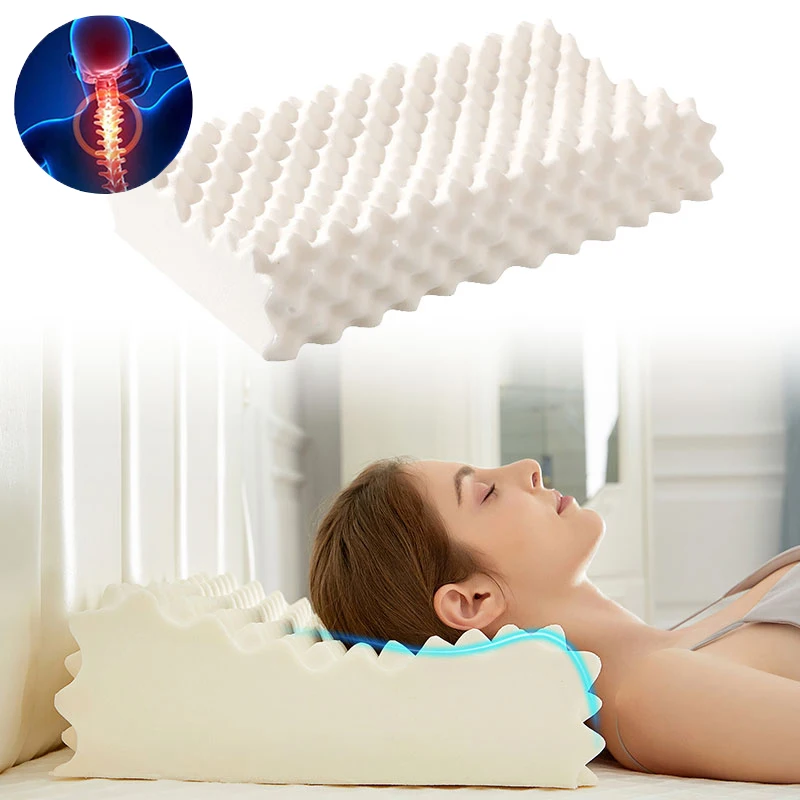 

Ортопедическая латексная подушка с шипами, натуральная Таиландская Массажная подушка для сна и шеи, для защиты позвоночника, забота о здоро...
