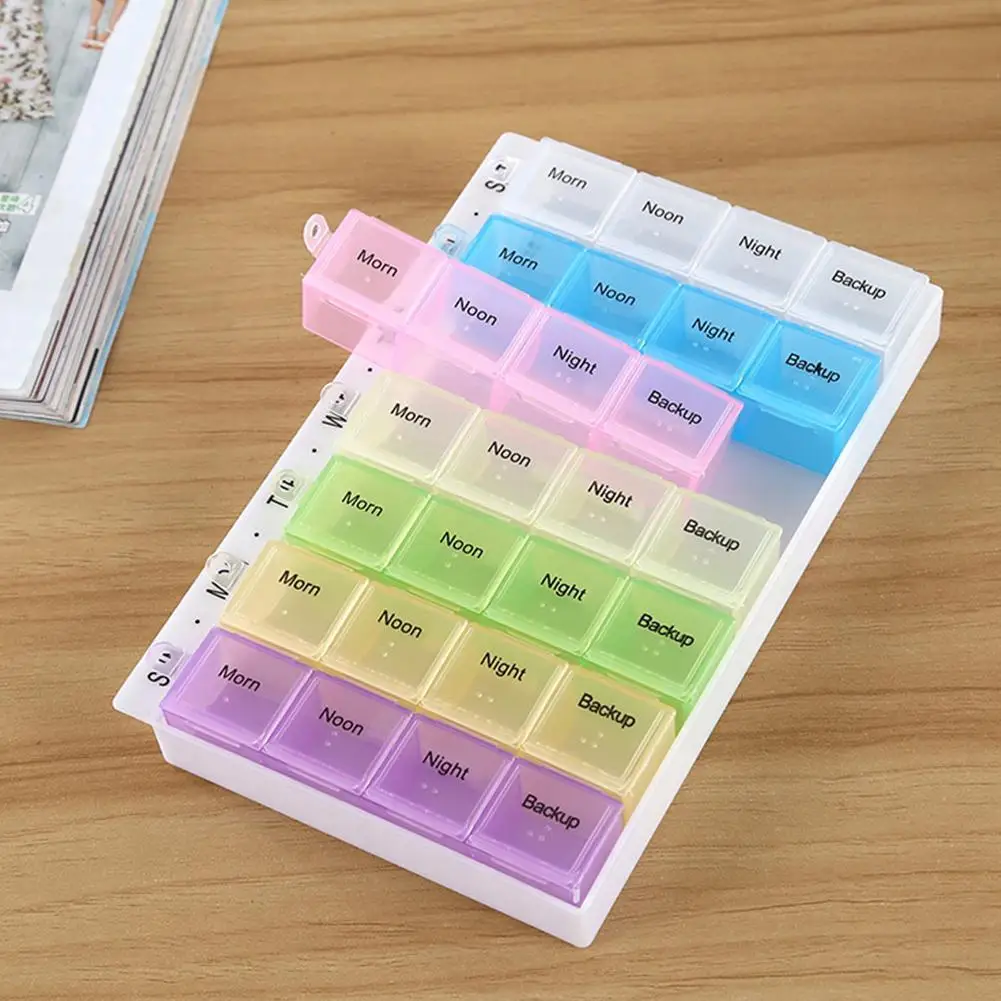 

28 Grid 7 Days Weekly Pill Box Medicine Tablet Dispenser Case Care Divider Drug Organizer New Container Travel Health Pillb Q9Q7