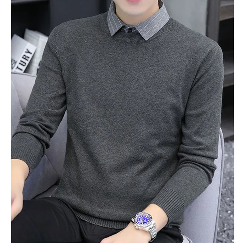 Новинка весна-осень 2021 модный вязаный пуловер мужской плотный теплый джемпер в