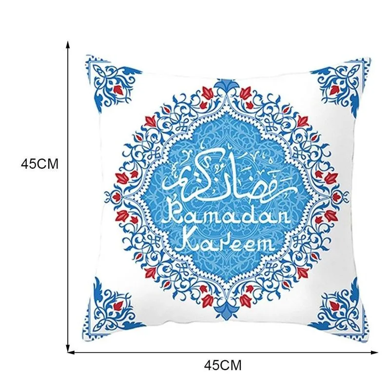 

Islamic Eid Pillowcase Decorations For Home Cushion Cover Ramadan Decor Cotton Sofa Mosque Muslim Decorative Pillowcase 45x45cm