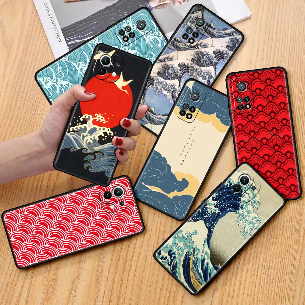 

Phone Capa for Xiaomi Poco X3 NFC M3 F1 Soft Case for Mi 11 10T Pro 9T CC9 Note 10 A2 Lite Tpu Funda Chinese Style Wave