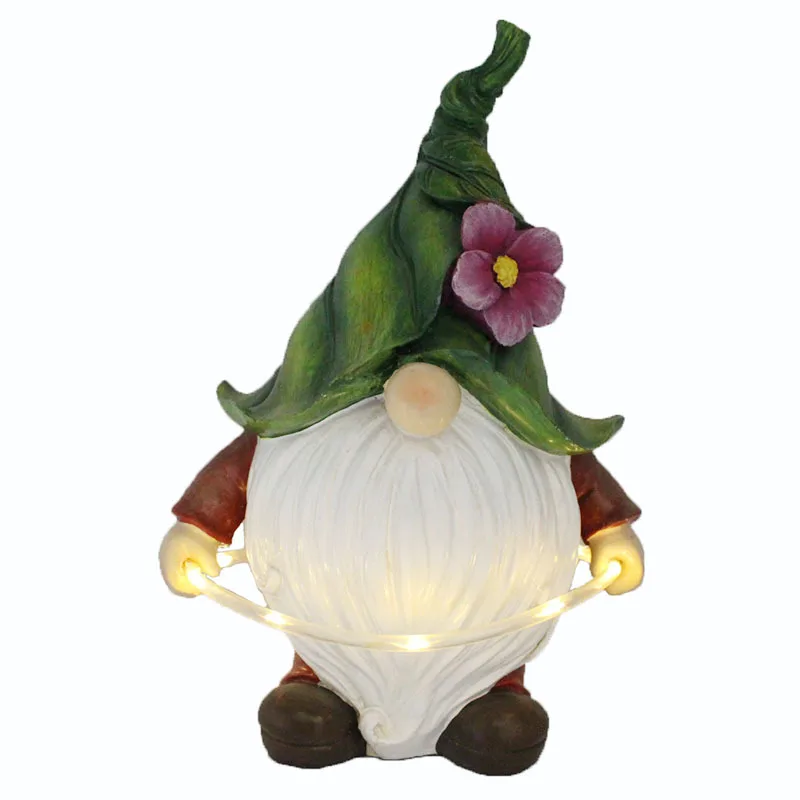 

Resin Gnome Figurine Carrying Magic Orb with Solar LED Lights, Outdoor Decorations for Patio Yard Lawn Porch