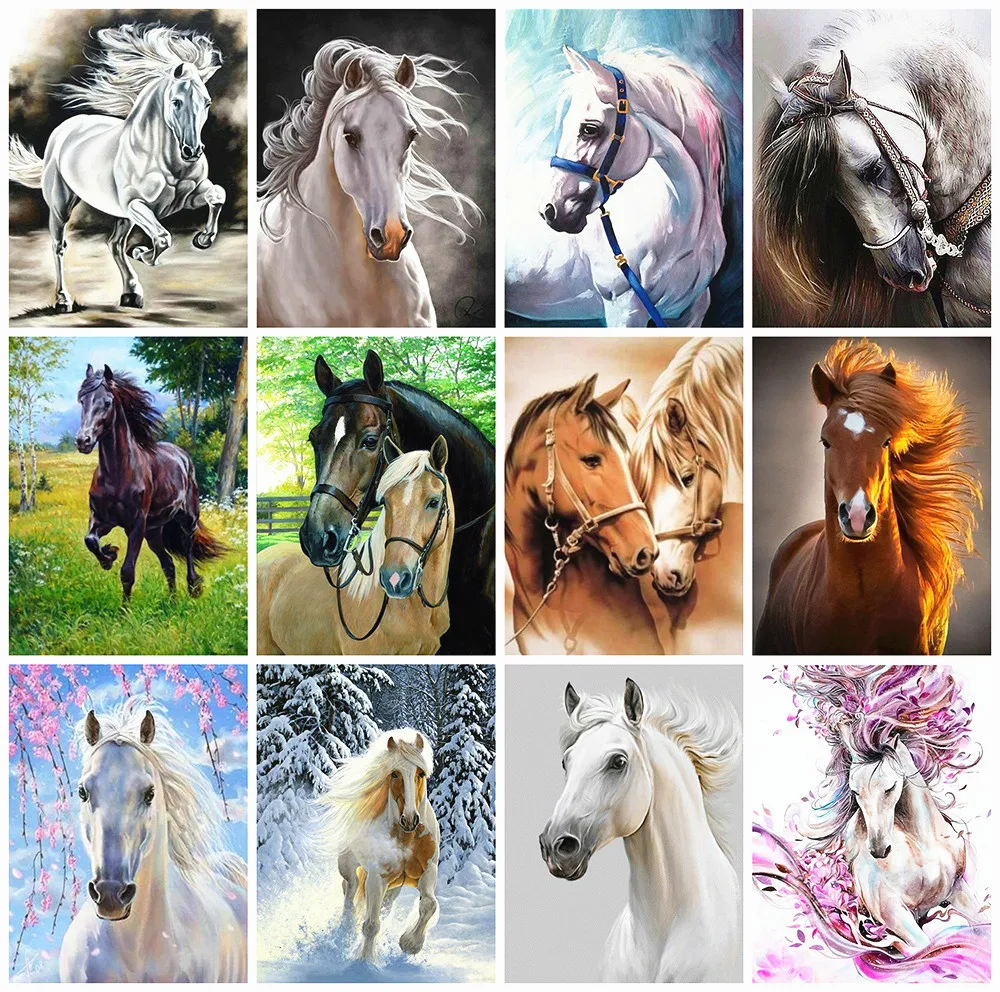 

CraftArtGo 5D DIY Diamond Embroidery Horse Full Square Round Rhinestone Mosaic Painting Cross Stitch Flowers Diamond Kit