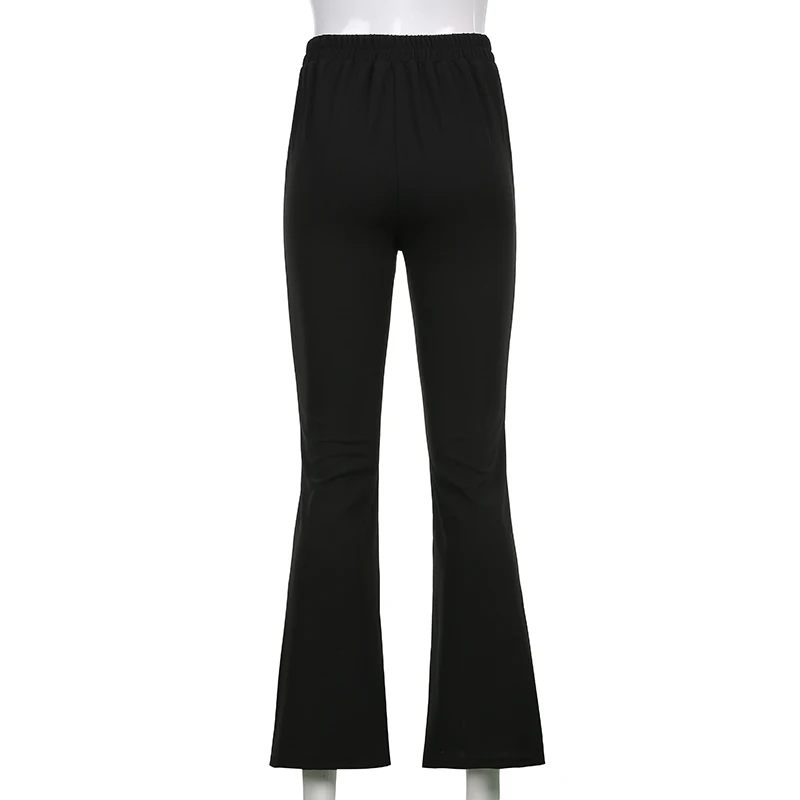 

Casual V-Shaped High Waisted Flare Pants Women Fashion 2021Summer Chic Black Trousers For Female Sweatpants Capri Streetwear