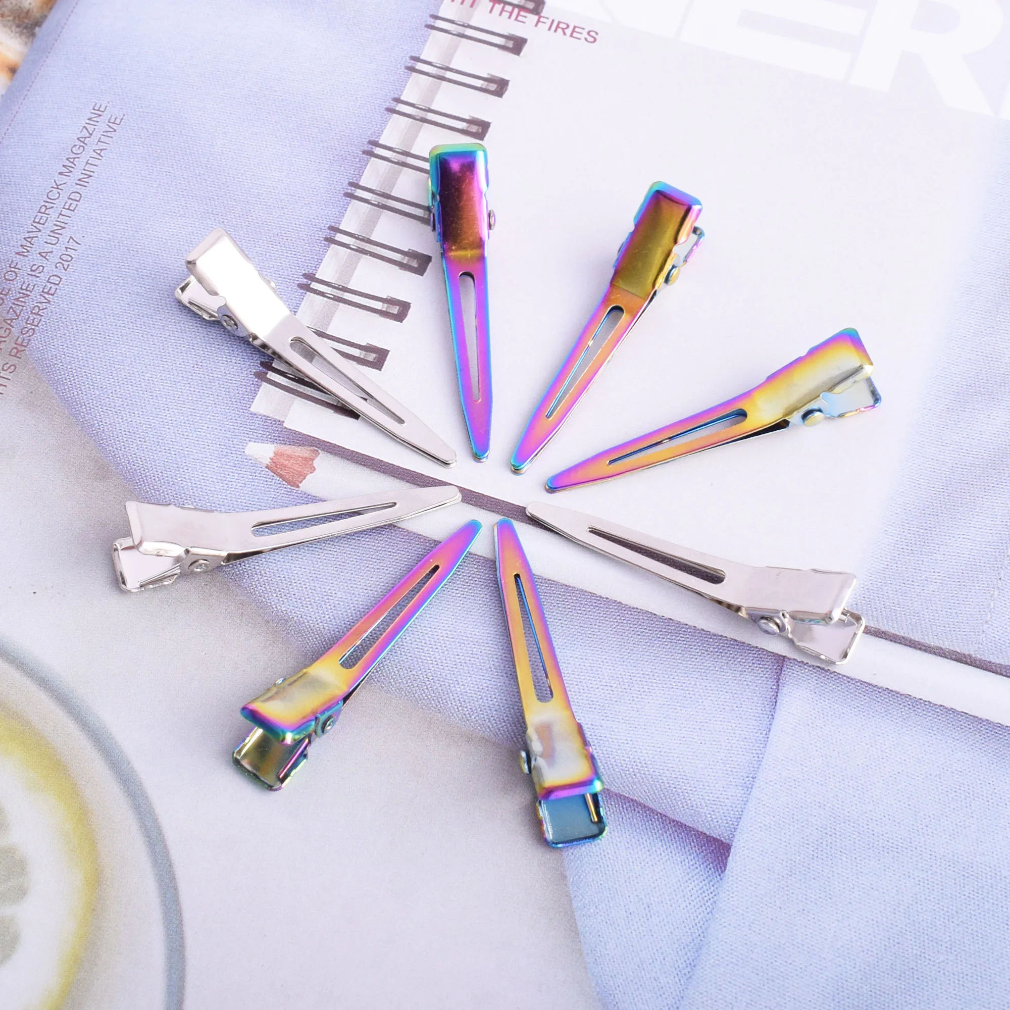 

Rainbow Hair Alligator Clips Single Prong Metal Curl Clips Setting Section Hair Accessories for Hair Coloring Hair Styling 20pcs