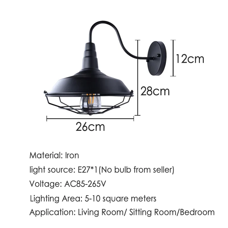 Американские изогнутые фонари для рук железные Настенные светильники лофта бара