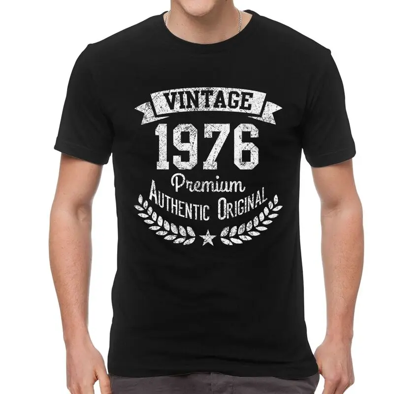 

Винтажные 1976 футболки для мужчин Графический Футболка с короткими рукавами в стиле ретро 44th день рождения Премиум оригинальные футболки 100%...