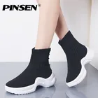 Женские удобные ботинки PINSEN, теплые зимние ботильоны на шнуровке, дамские носки, Осень-зима 2020