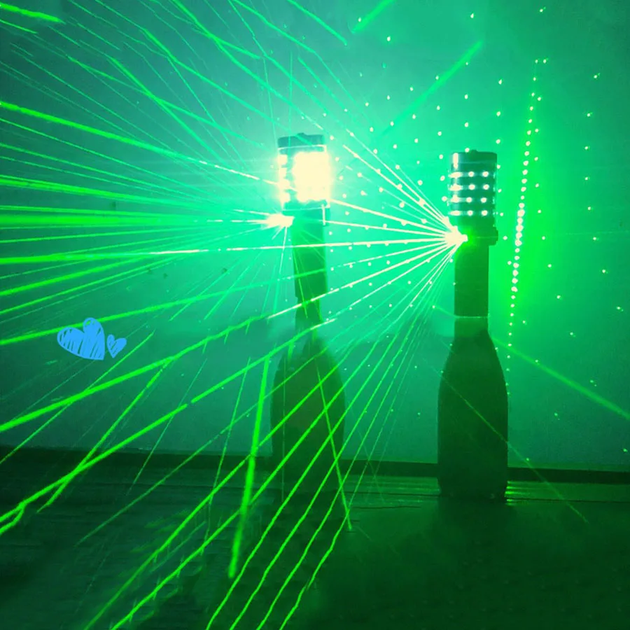 

LED Champagne Flashing Stick With Green Laser Light Champagne Wine Bottle Service Sparkler Strobe Baton Strobe Stick
