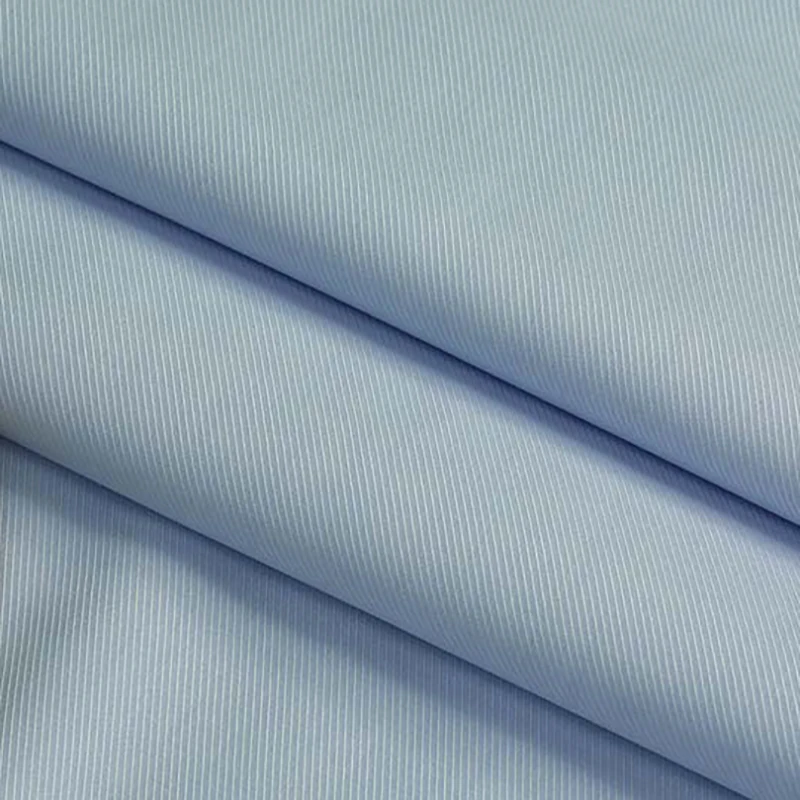 

Twill Cotton Fabric Light Blue Color Yarn Dyed For Men's Business Shirts Garment With Free Iron Liquid Free Ammonia Wholesale Ac