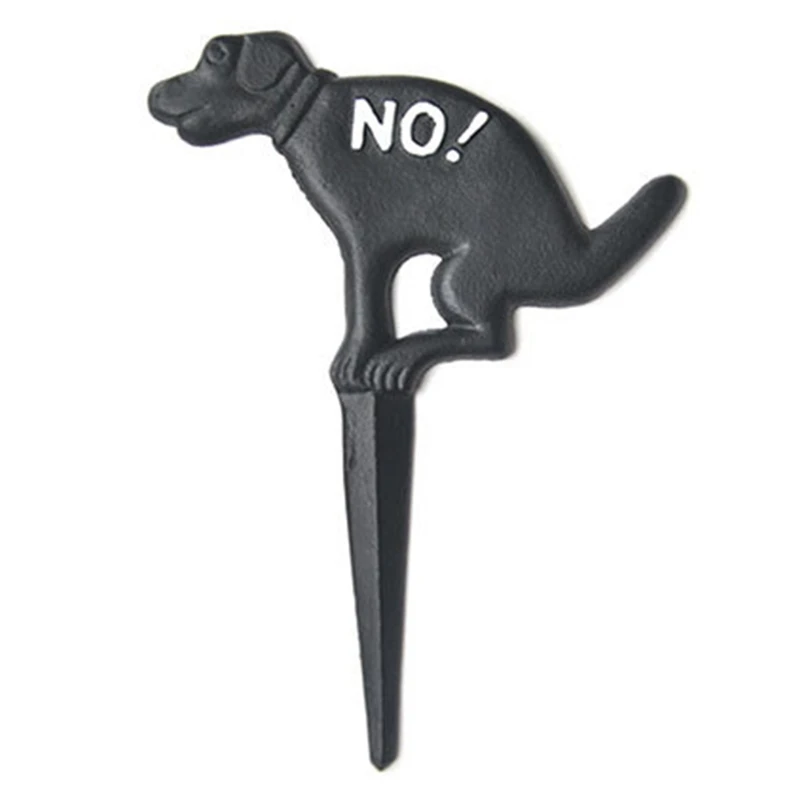

No Pooping Yard Sign Cast Iron NO Puppy Decorated Inserted European American Grass Garden Decoration