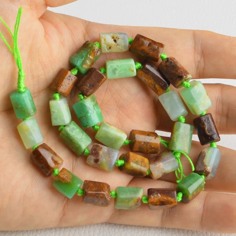 8x10mm Natural chrysoprase faceted strand 15.5