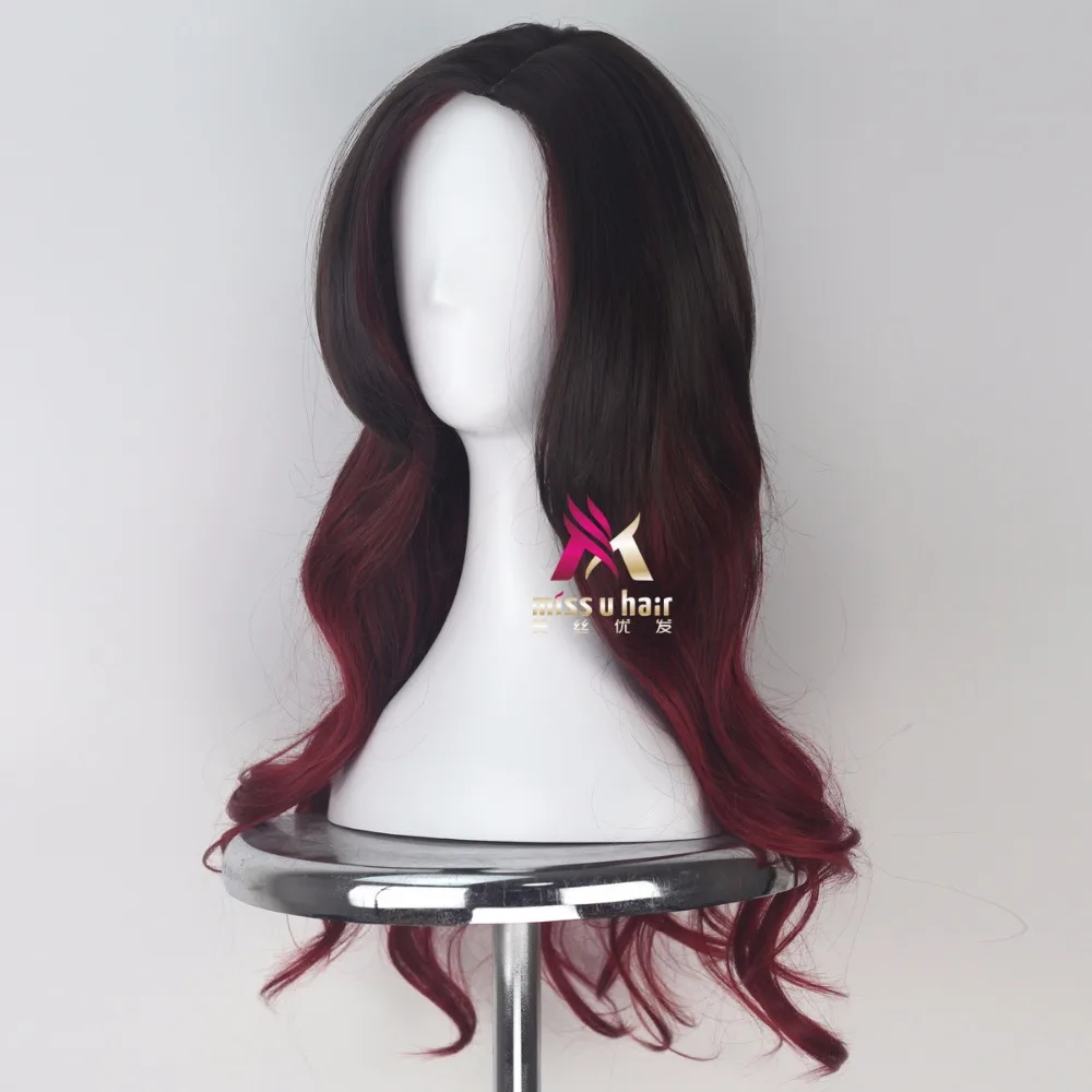 Стражи Галактики Косплей гамора длинные вьющиеся градиент черный красный