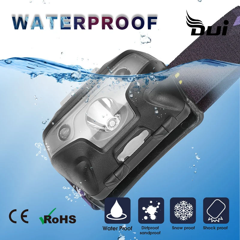 Налобный фонарь DUI с датчиком движения перезаряжаемый USB мощный светодиодный