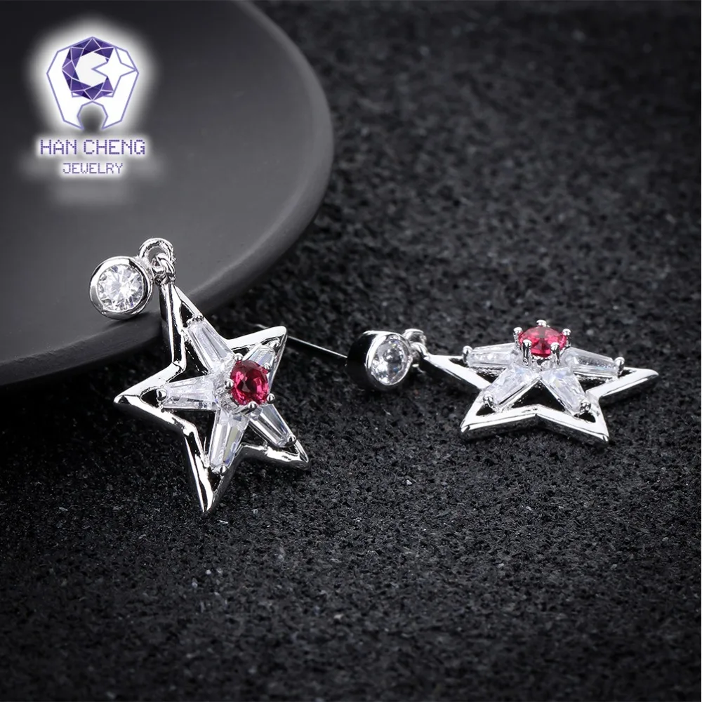 HanCheng New Fashion Geometric Dangle Hanging AAA Zircon Gem Stone Star Drop Earrings For Women Jewelry brincos bijoux | Украшения и