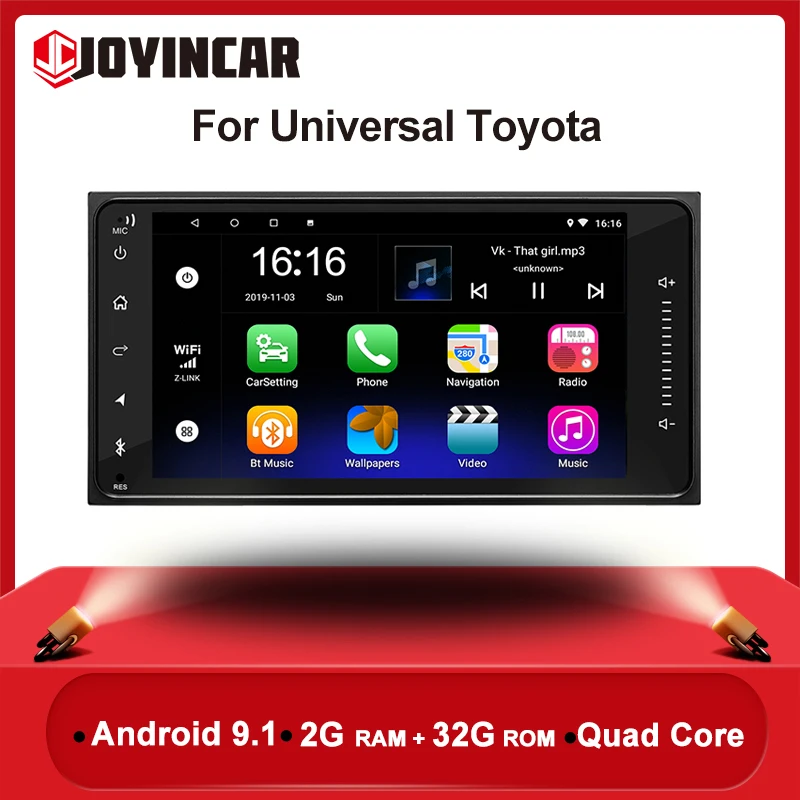 Универсальный 2 Din android 9 0 автомобильный Радио плеер стерео мультимедийный для toyota