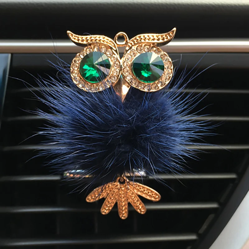 Алмазный меховой освежитель воздуха в виде совы автомобильный ароматический