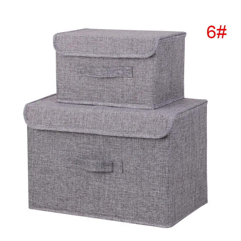 

2pcs/set Cotton And Linen Storage Box Foldable Large Waterproof Laundry Bucket Home Bathroom BENL889