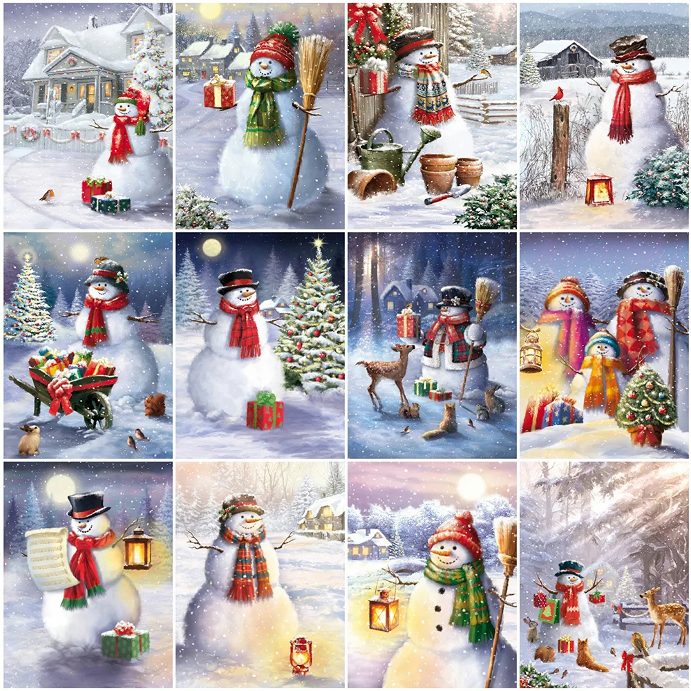 

Алмазная вышивка "Снеговик" HUACAN, зимнее Рождественское украшение, 5D Стразы